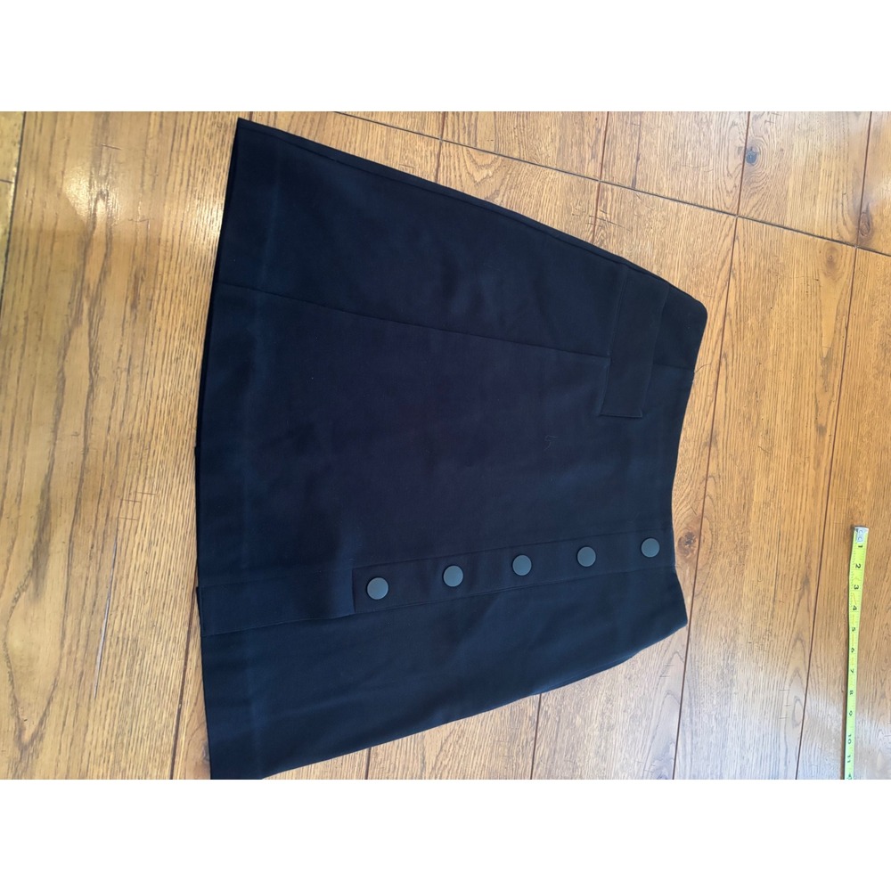 Cabi Mini Skirt Womens 0 Black Excellent Button Detail A-Line Ponte